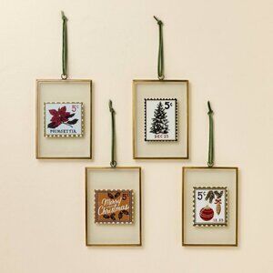 Hearth & Hand‎ with Magnolia Framed Vintage Stamp Art Christmas Tree Ornament